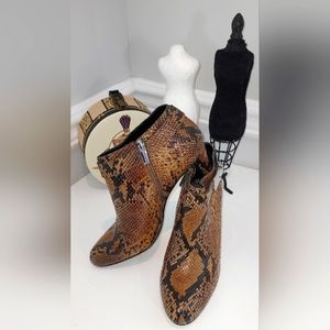 Vince Camuto Smikey Brown Tucson Snake Print Booties